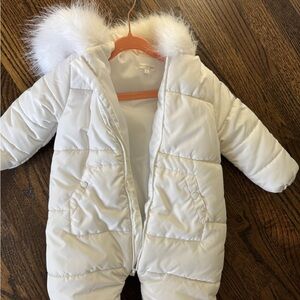 White Kids One Piece Snowsuit